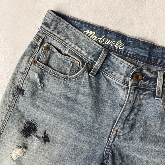 Madewell Mid-Rise Distressed Denim Bermuda Shorts - Picture 2 of 8